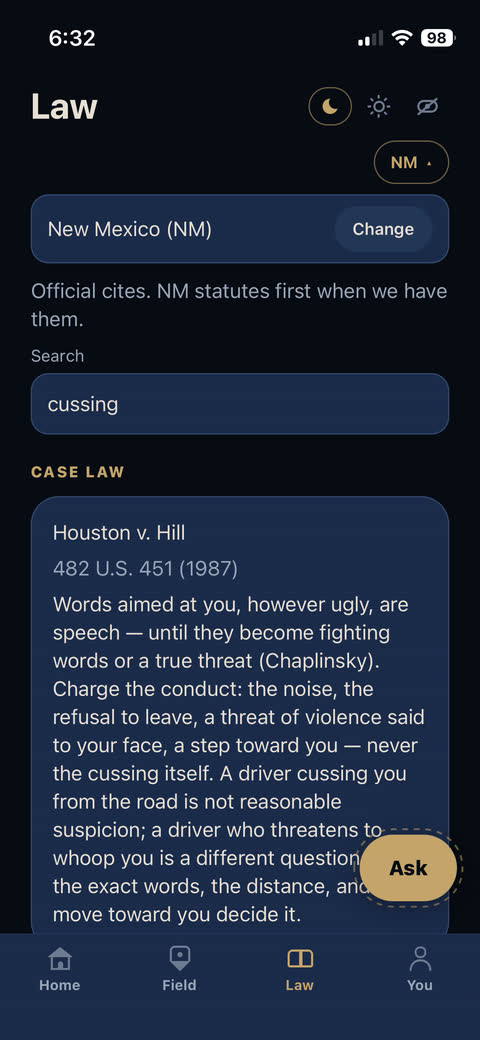 Officer One — New Mexico case law