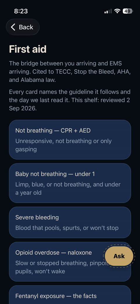 Officer One — First aid